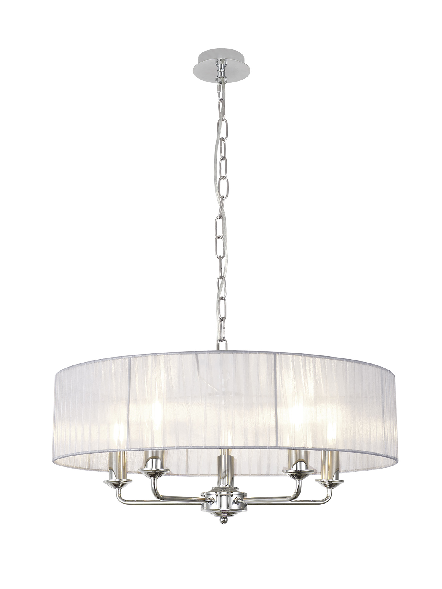 DK0864  Banyan 45cm 3 Light Pendant Polished Chrome, Grey